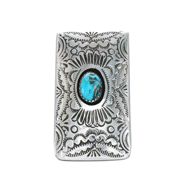 Turquoise Genuine Sterling Silver Navajo Money Clip SN20366